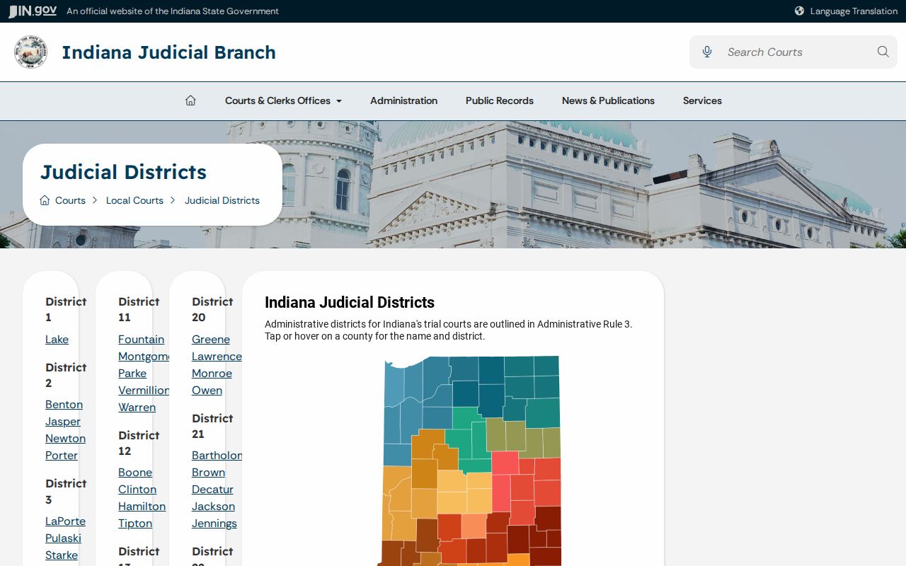 Indiana Judicial District 6 Whitley court docket context