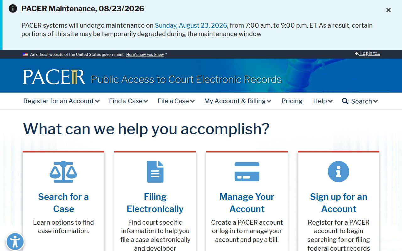South Whitley court docket federal PACER source