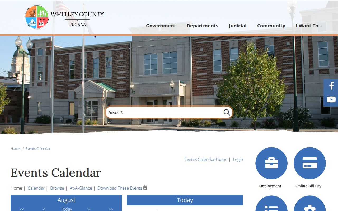 Whitley County government event calendar interface