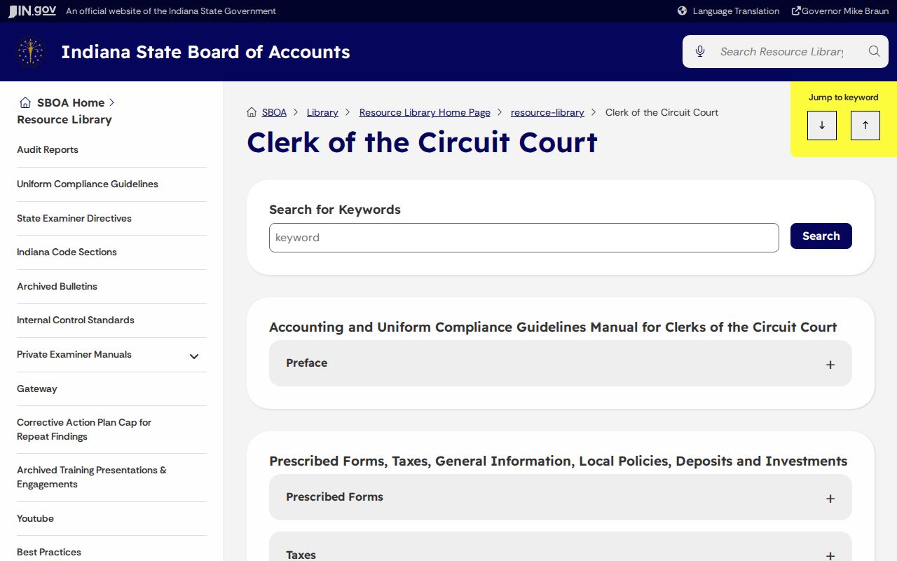 Indiana clerk of the circuit court resource for Whitley County records